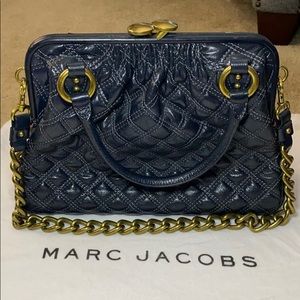 Dark Navy Leather, suede, brass Marc Jacobs purse